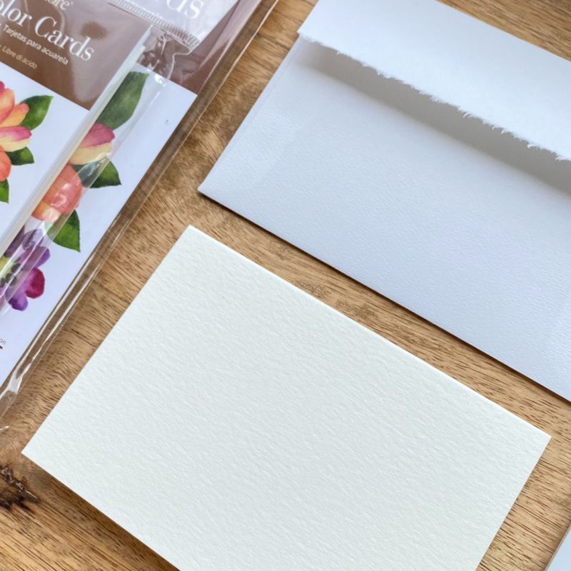 100 Sheet Blank Watercolor Cards with Envelopes, 140 LB / 300 GSM  Heavyweight Wh