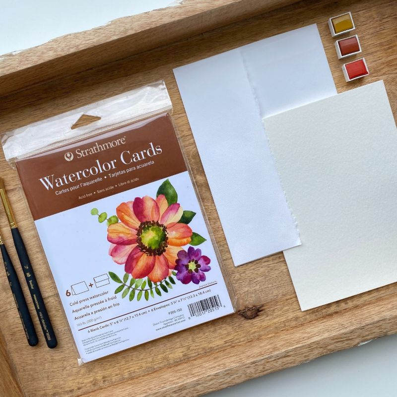 Strathmore Cards & Envelopes 5X6.875 50 Pkg Watercolor