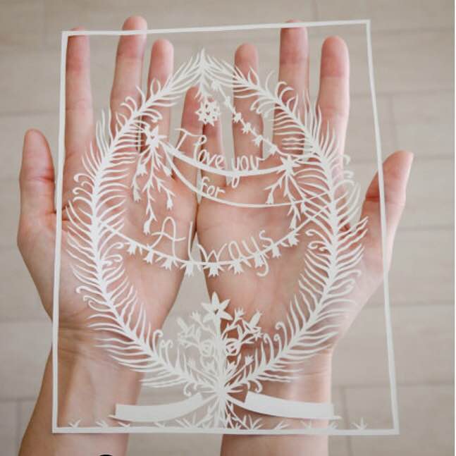 Original paper cut picture The picture of love is paper cut out art by hand