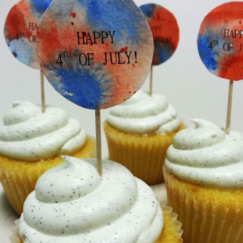 DIY 4th of July Watercolor Cupcake Toppers