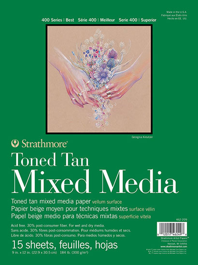 Artist Mixed Media Paper Strathmore Series 400 Mixed Media Pad 6"x8" 300gsm 